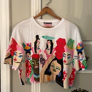 Zara Women in Art special edition top featuring art by Miranda makaroff